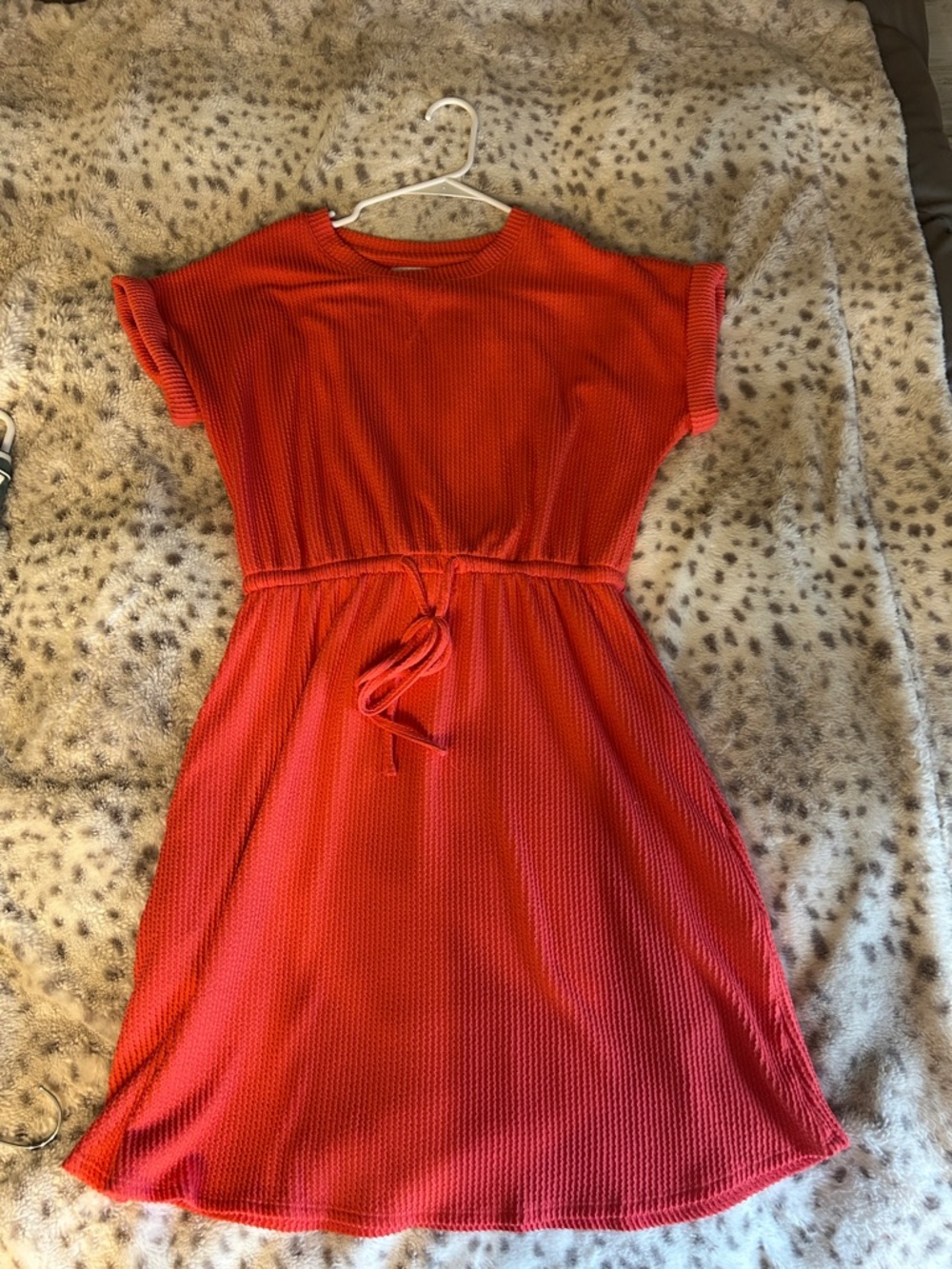 Casual Knit Belted Pink Ribbed Shift Dress
